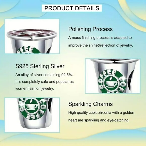 Coffee Cup Charm Pendant (SKU #3028) - Picture 4 of 7